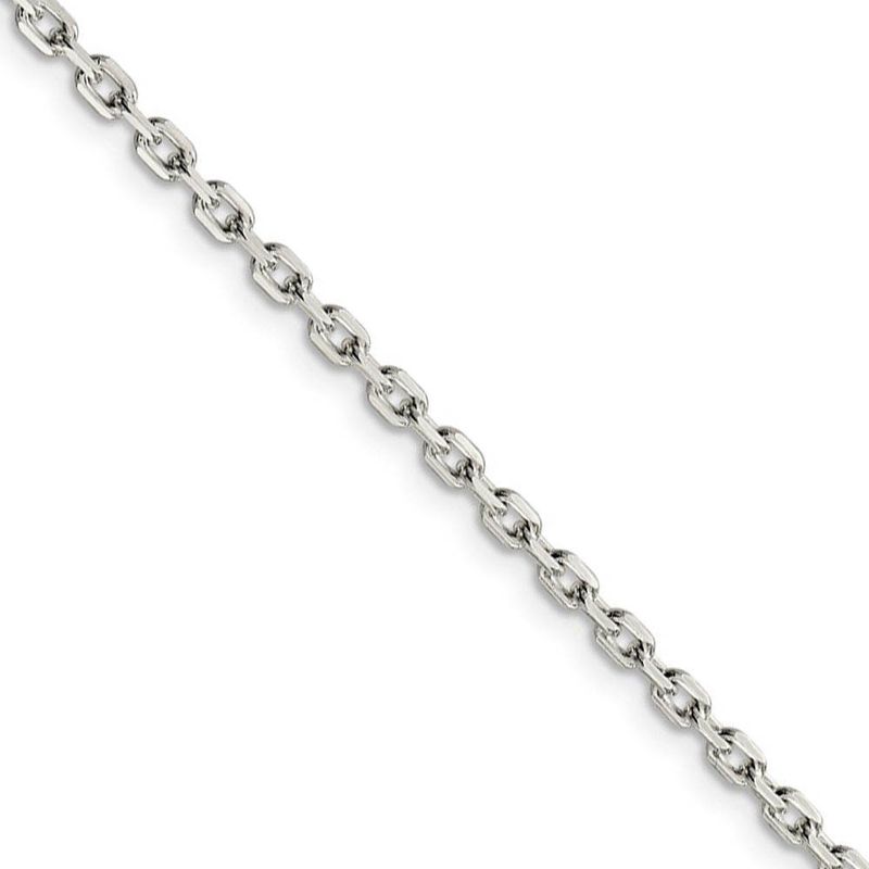 2.75mm Sterling Silver Solid Beveled Oval Cable Chain Necklace, 18 In